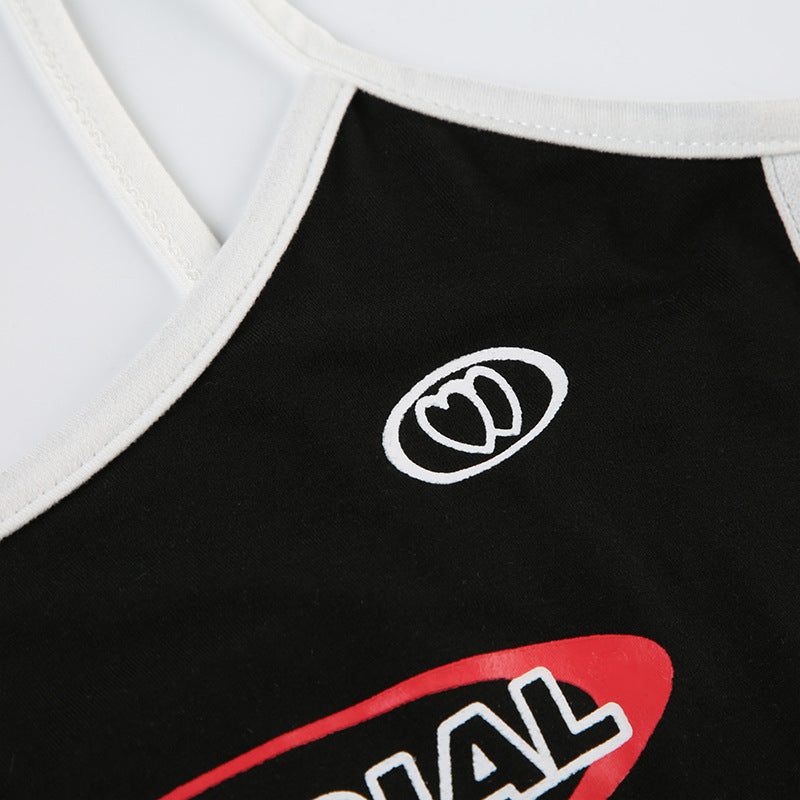 Women Summer American Sports Casual Digital Stripe Contrast Dress 28