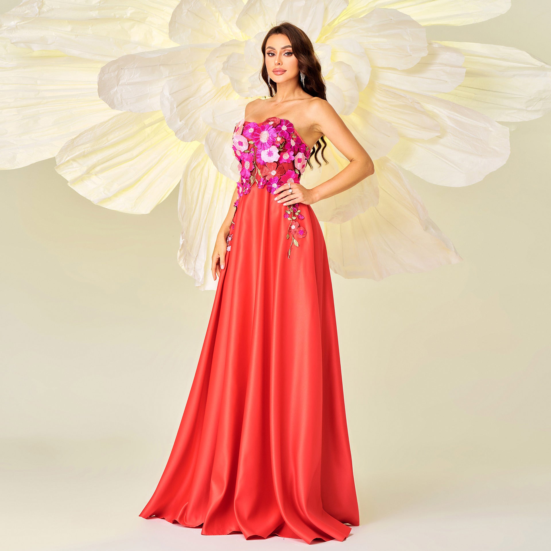 Elegant Strapless Long Formal Party Swing Evening Dress Bridesmaid Dress 5