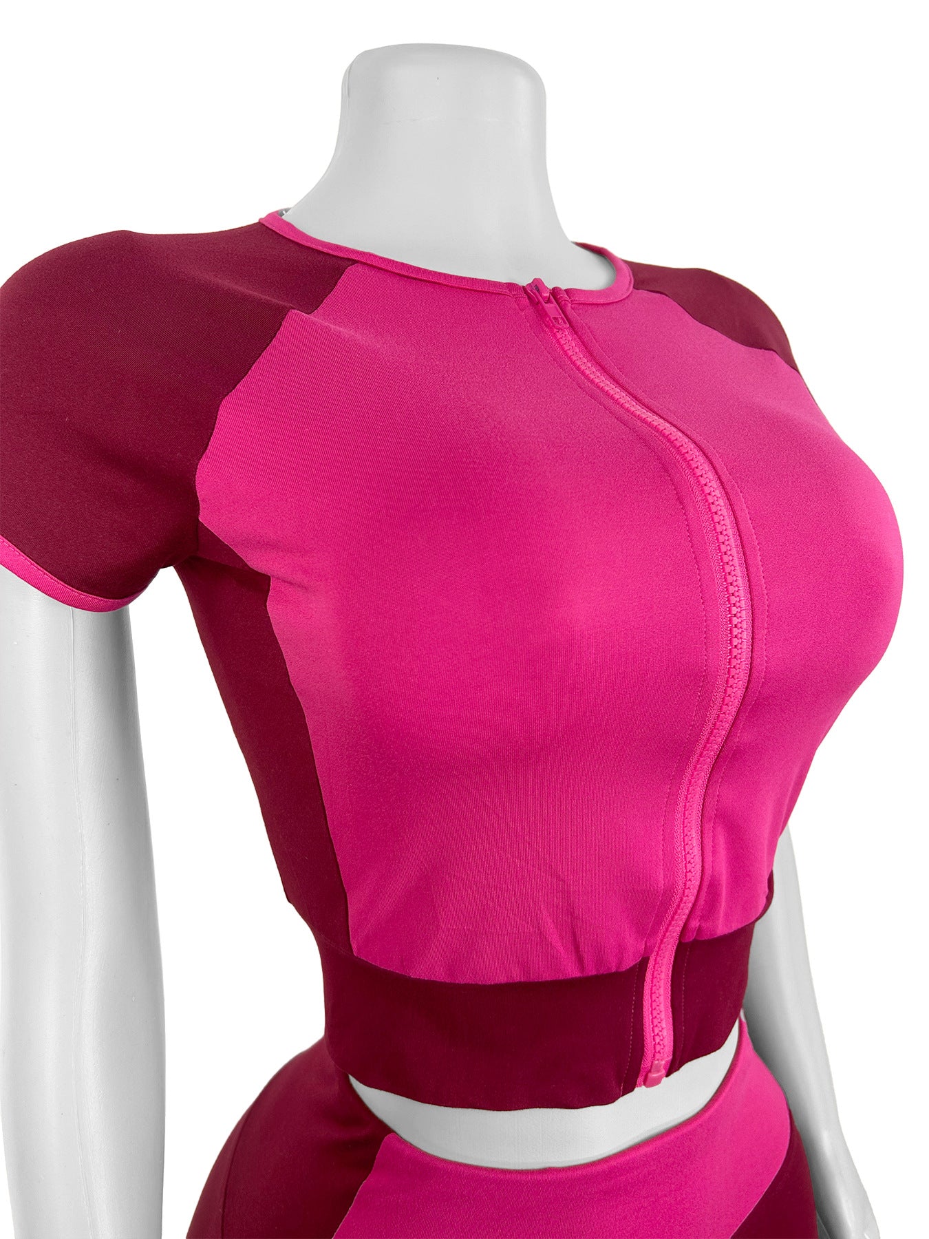 Women Patchwork Contrast Round Neck Short Sleeve Top and Bell Bottom Pants Two Piece Set 7