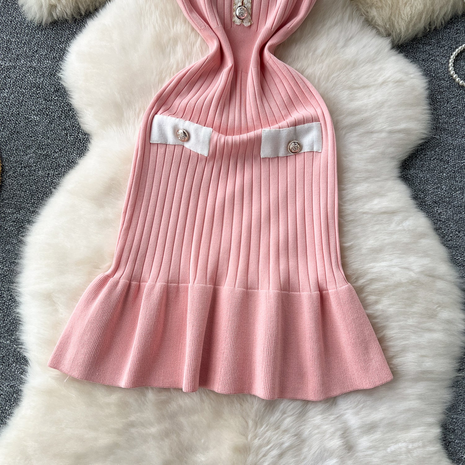 Summer Women's V-Neck Slim Waist Slim Fit Short Sleeve Knit Bodycon Mermaid Mini Dress 14