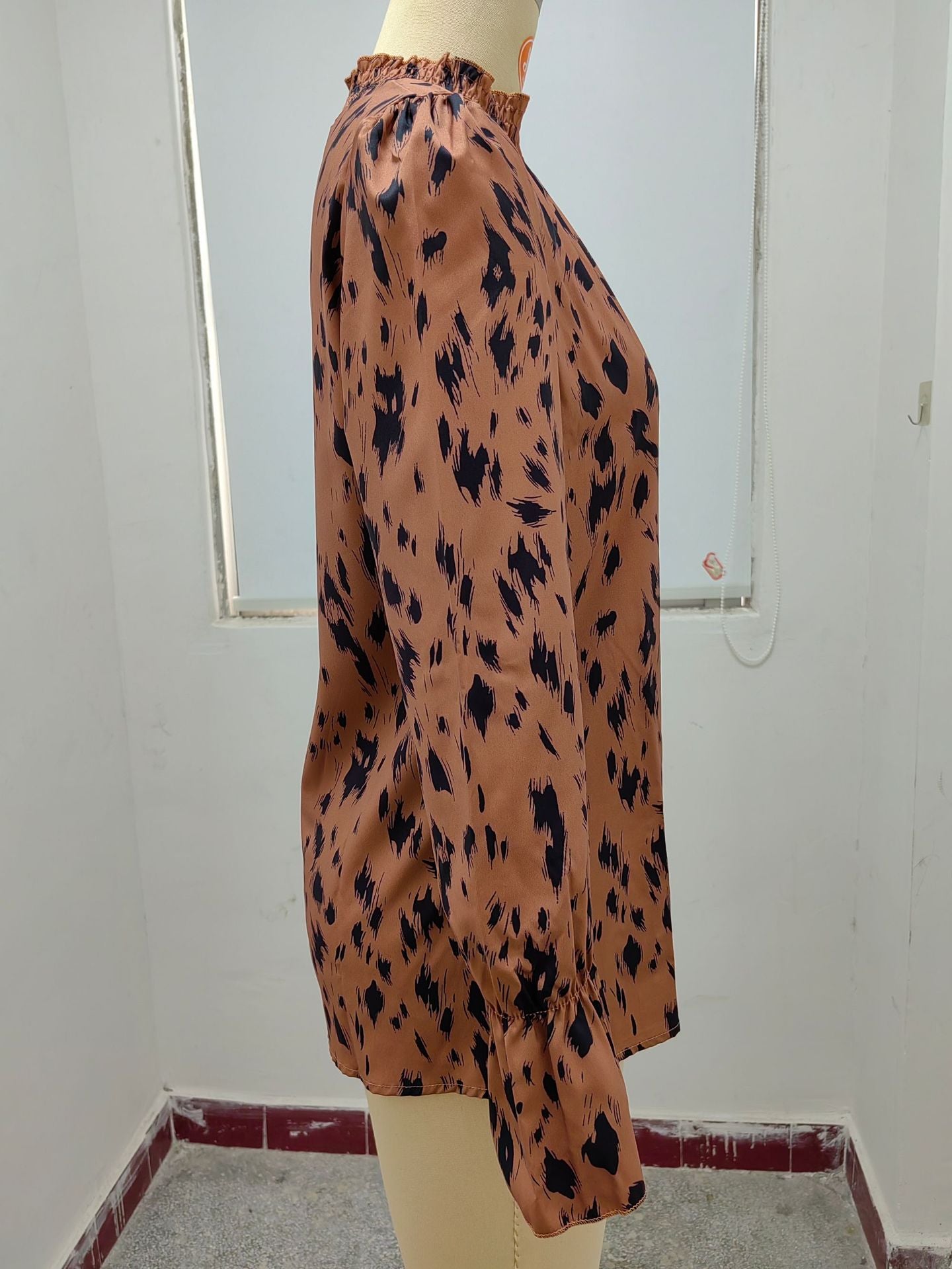 Women Autumn and Winter Chic Long Sleeve Half Turtle Collar Loose Shirt 23