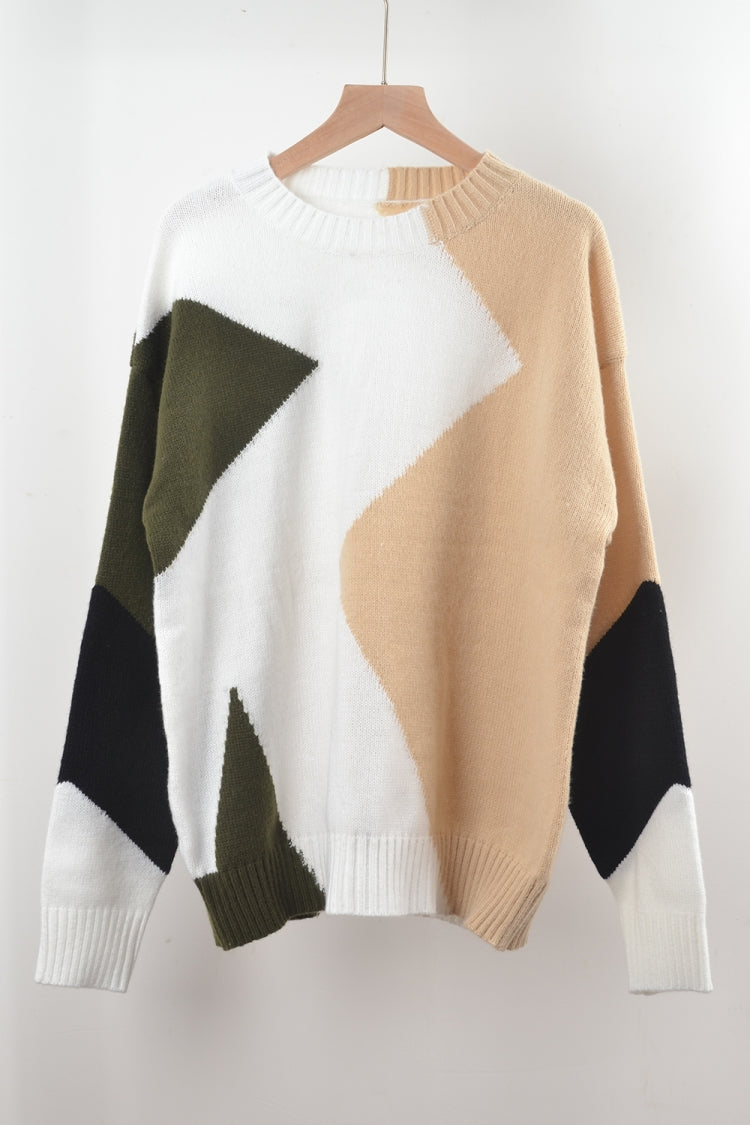 Winter Basic Diamond Pullover Sweater Long Sleeve Round Neck Hipster Plus Size Knitting Shirt 23