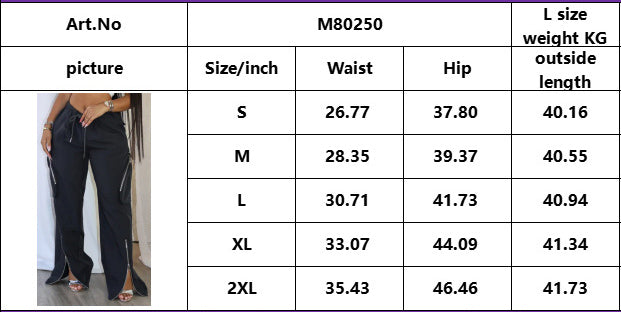 Women Street Casual Zipper Slit Cargo Pants 8