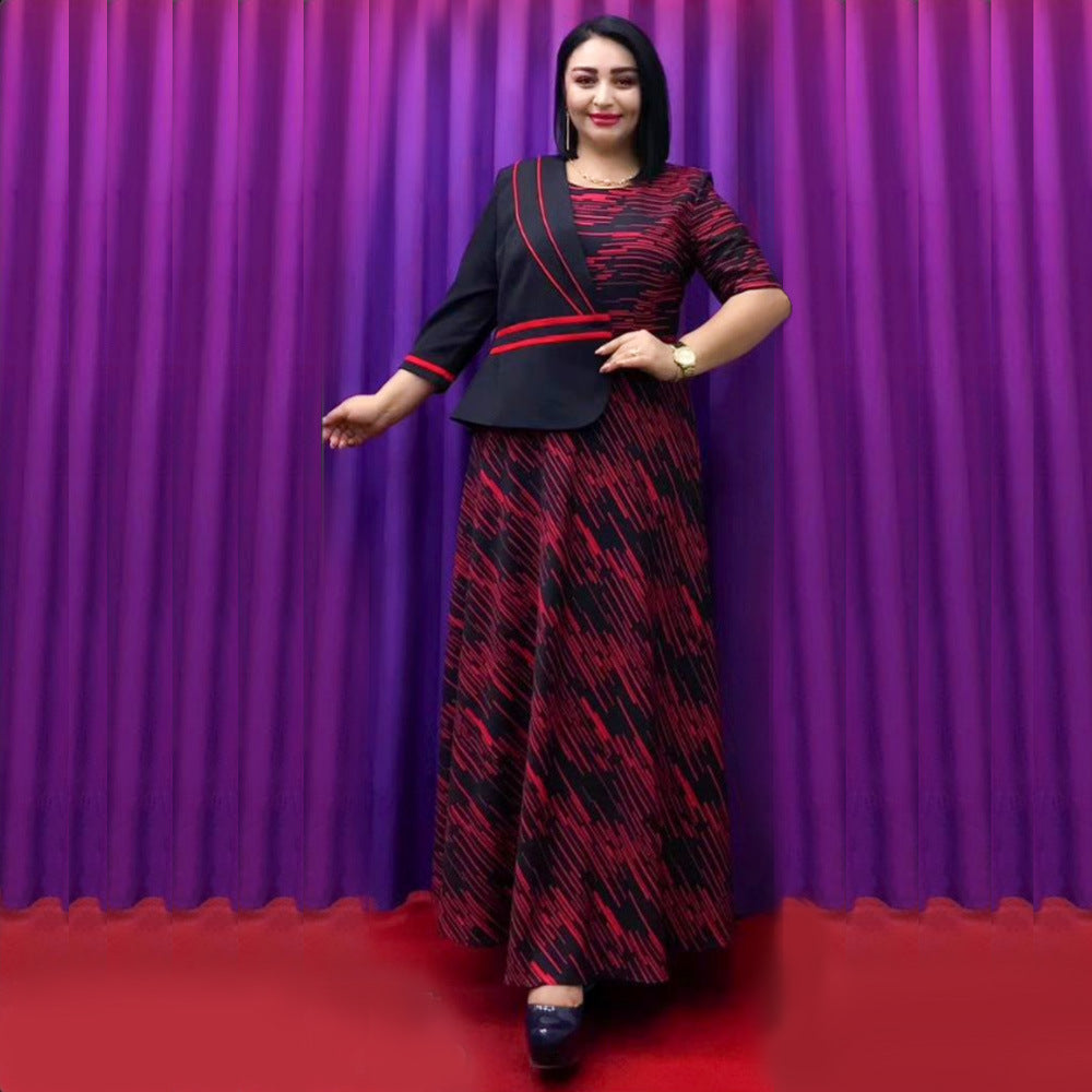 African Women Clothing Plus Size Women Clothing Chic Career Career Jacket Dress Two Piece Set 4