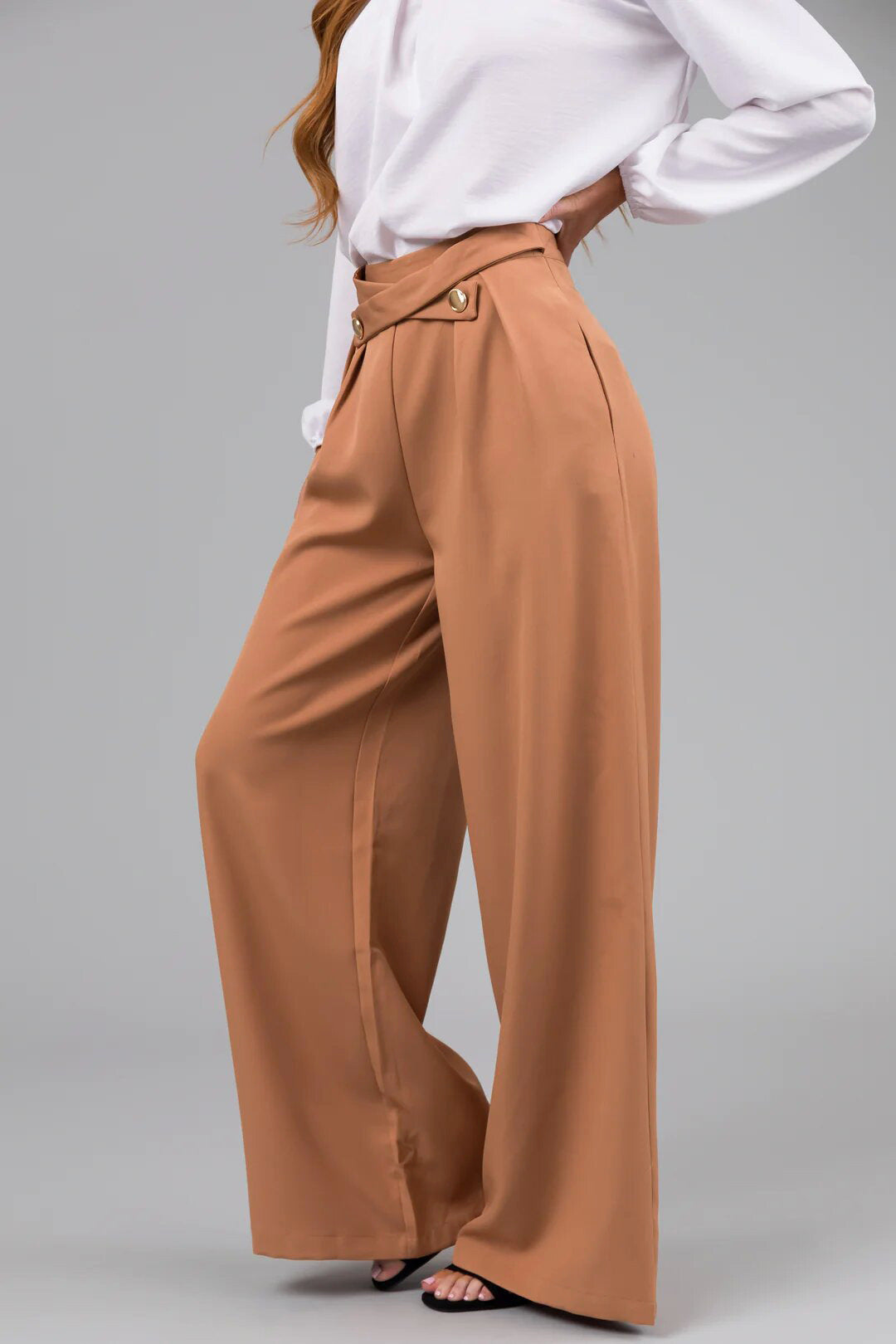 Women Casual Zip Pocket Wide Leg Pants 5