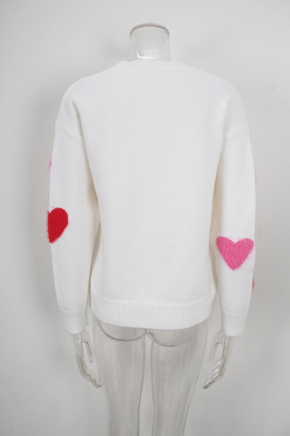 Spring Sweater Heart Print Valentine's Day Sweater Round Neck Knit Pullover Top 15