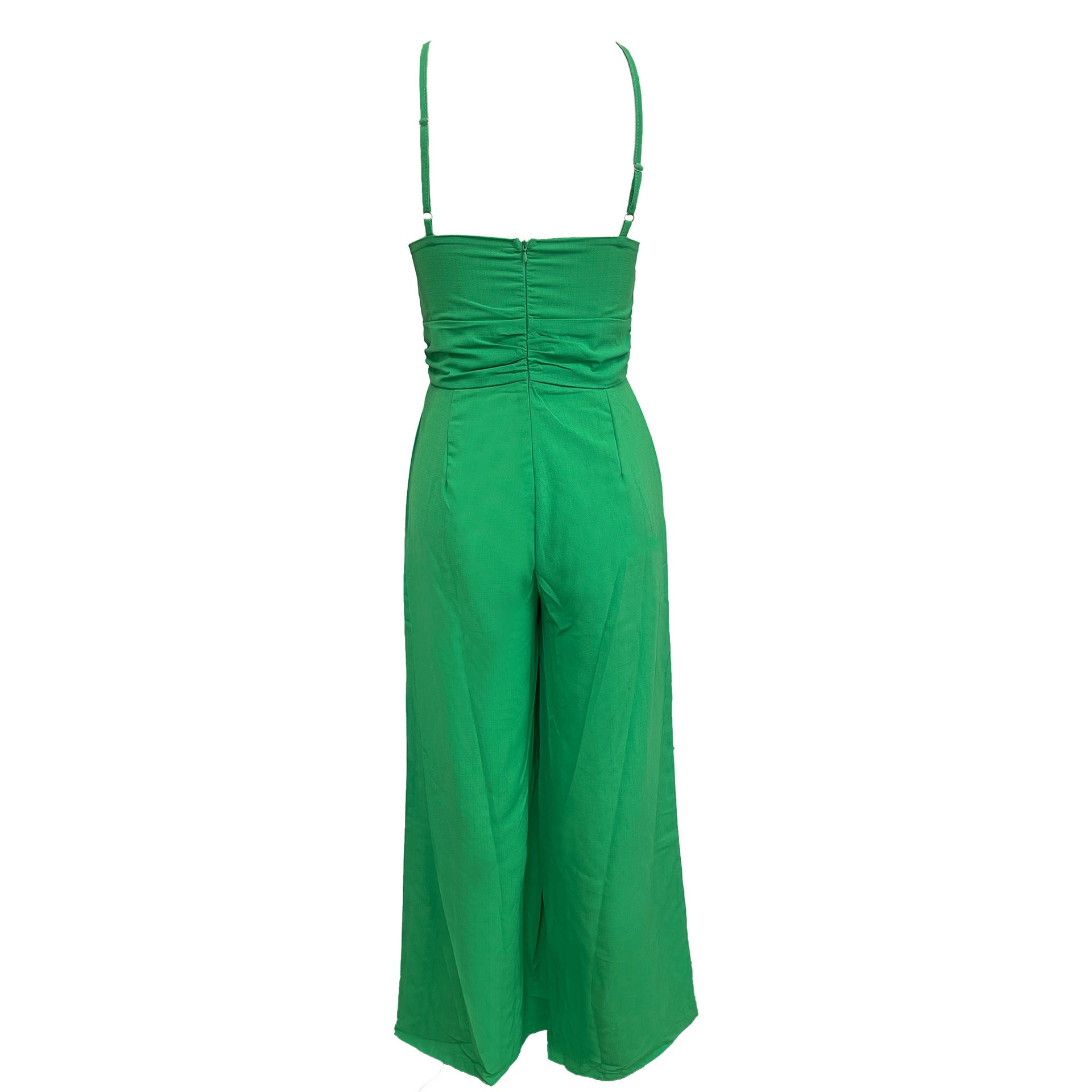 Women's Spring/Summer Solid Color Loose Wide Leg Linen Jumpsuit 12