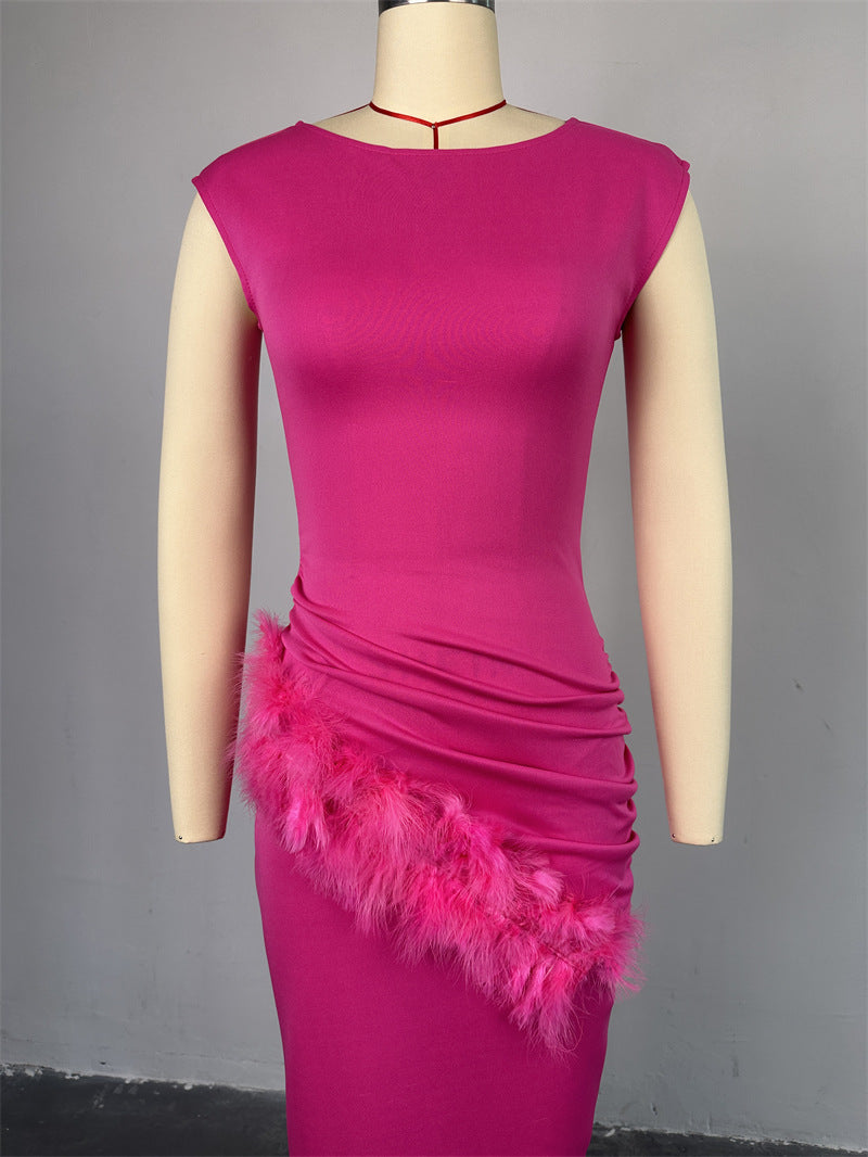 Women Summer Short Sleeve Solid Pleated Maxi Dress 9