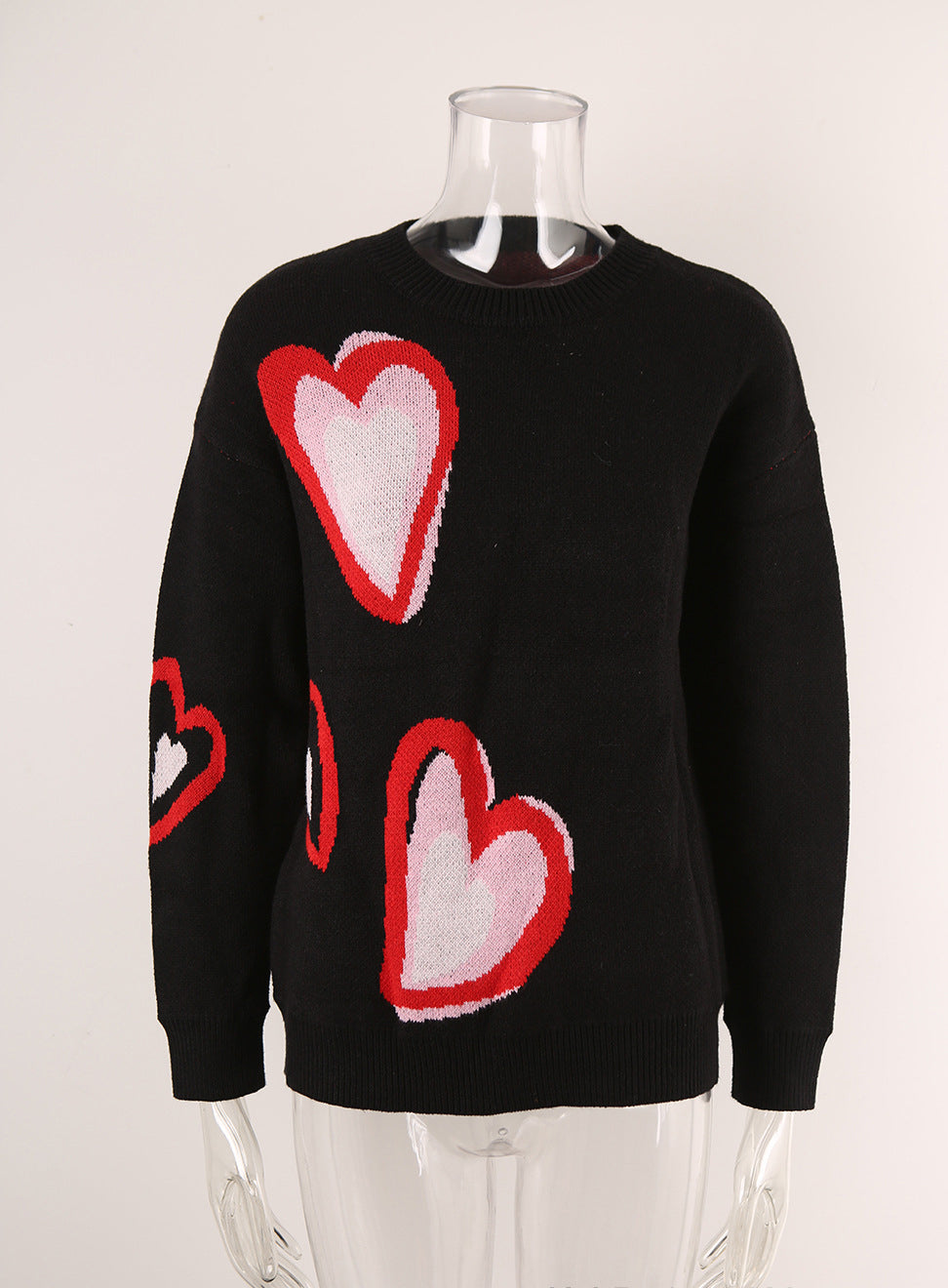 Plus Size Winter Women Valentine's Day Heart Print Sweater 8