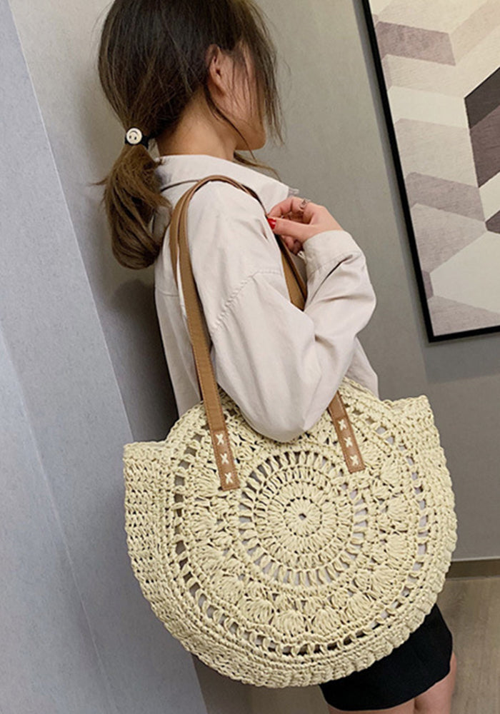 Fashion Straw Bag Shoulder Women's Bag Beach Holidays Bag Large Capacity Tote Bag