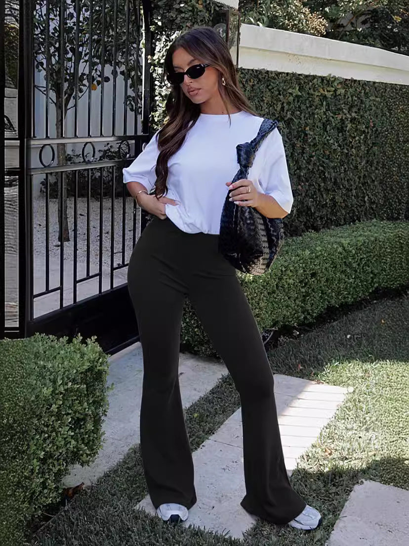 Women Elastic Bell Bottom Pants 6