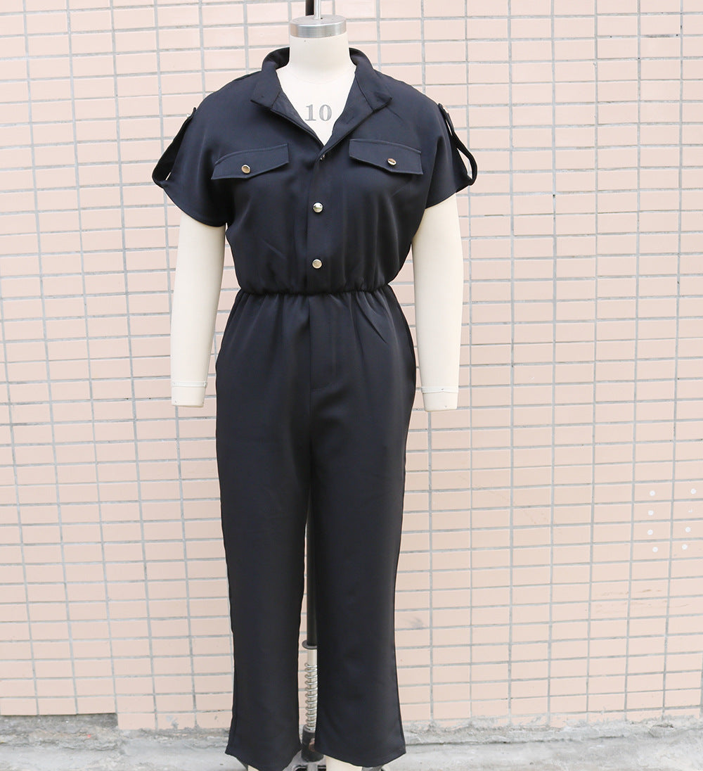 Summer Women loose single breasted jumpsuit 17