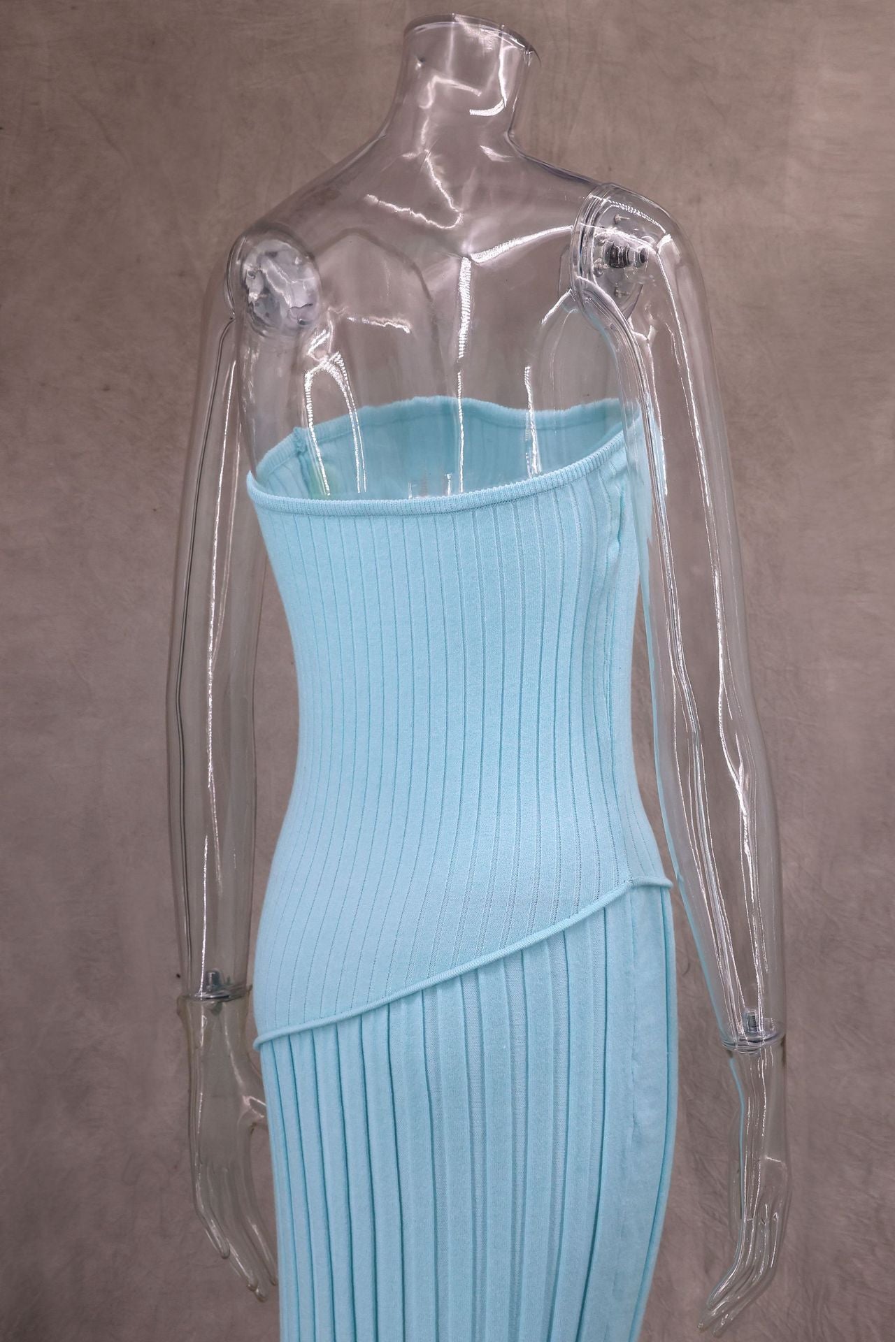 Women spring Summer Strapless twist flower split dress 8