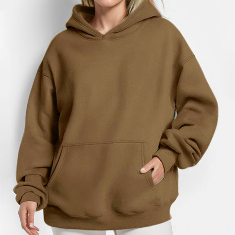 Autumn Loose Solid Color Hooded Pocket Fashion Hoodies 37