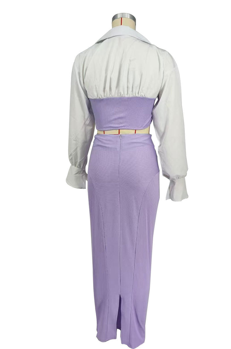 Fashionable Autumn Women Casual Long Sleeve Women's Two-Piece Skirt Set 10