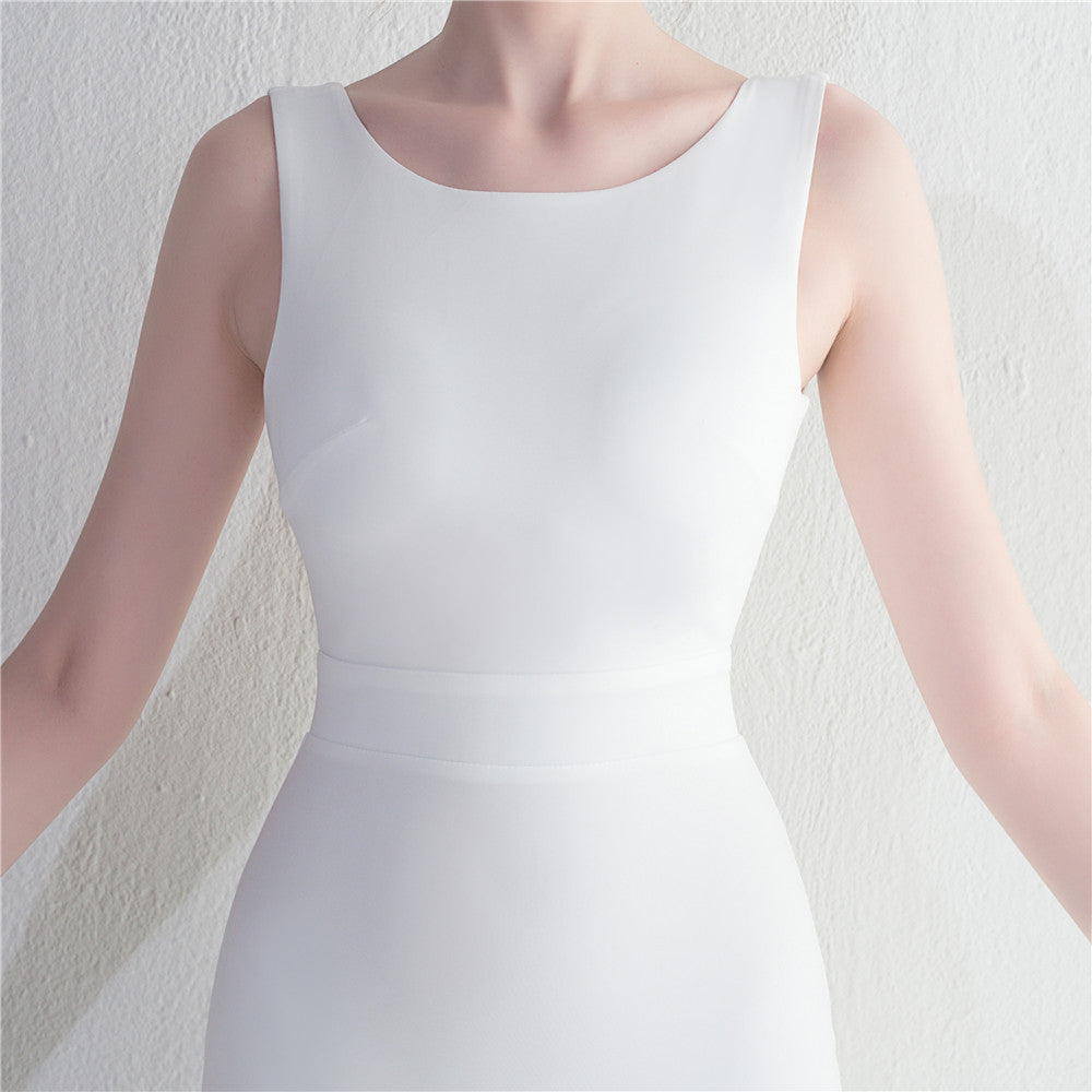 beaded satin plus chiffon wedding dinner etiquette sexy dress 16