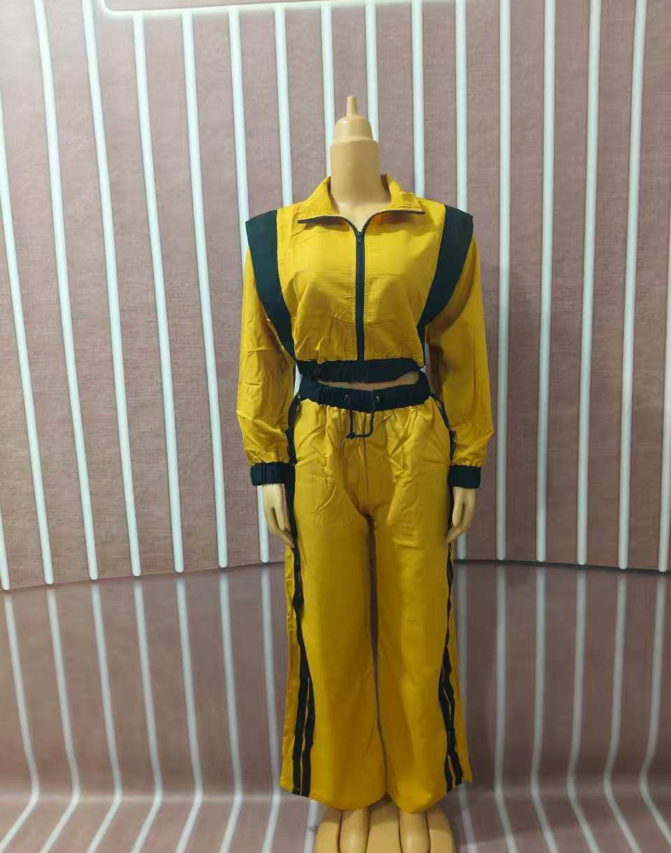 Women Contrast Color Casual Sleeveless Top and Wide Leg Pants Two-Piece Set 4