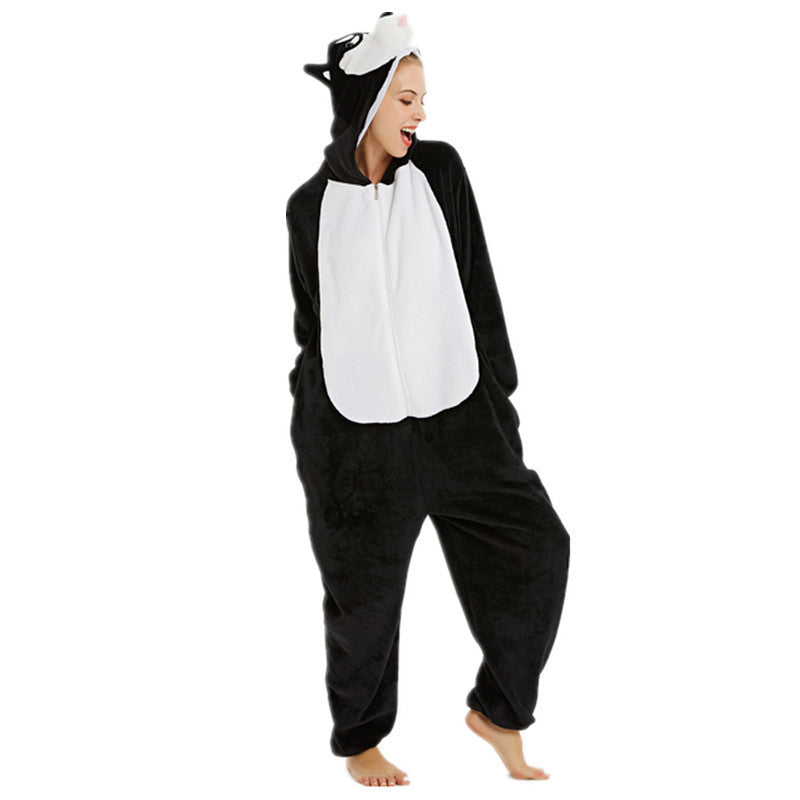 Exclusive flannel parent-child cartoon animal one-piece pajamas 4