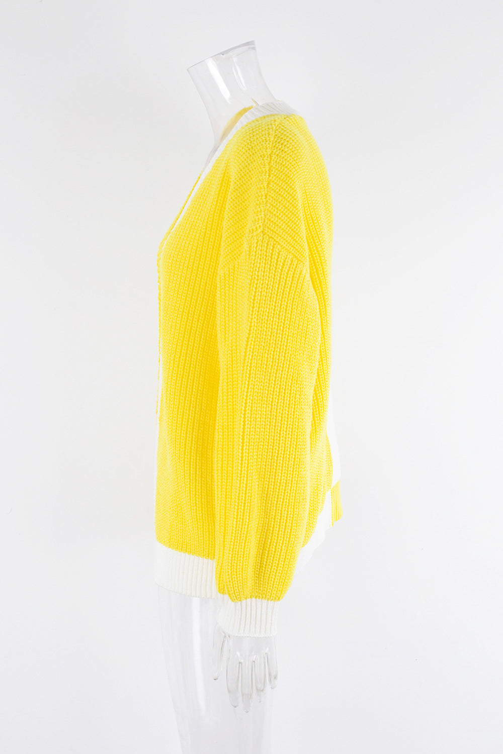 Plus Size Women Loose Patchwork Colorblock Knitting Cardigan Sweater 11