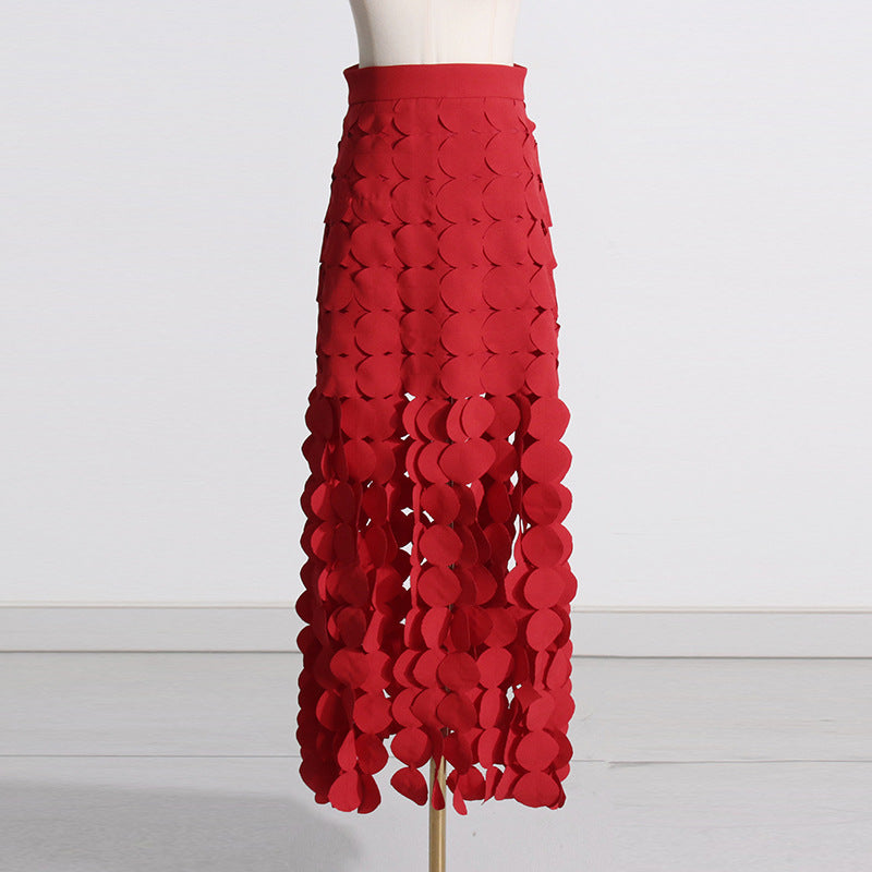 Autumn Fashion Chic Hollow Polka Dot Slim Fit Fringe Skirt 14