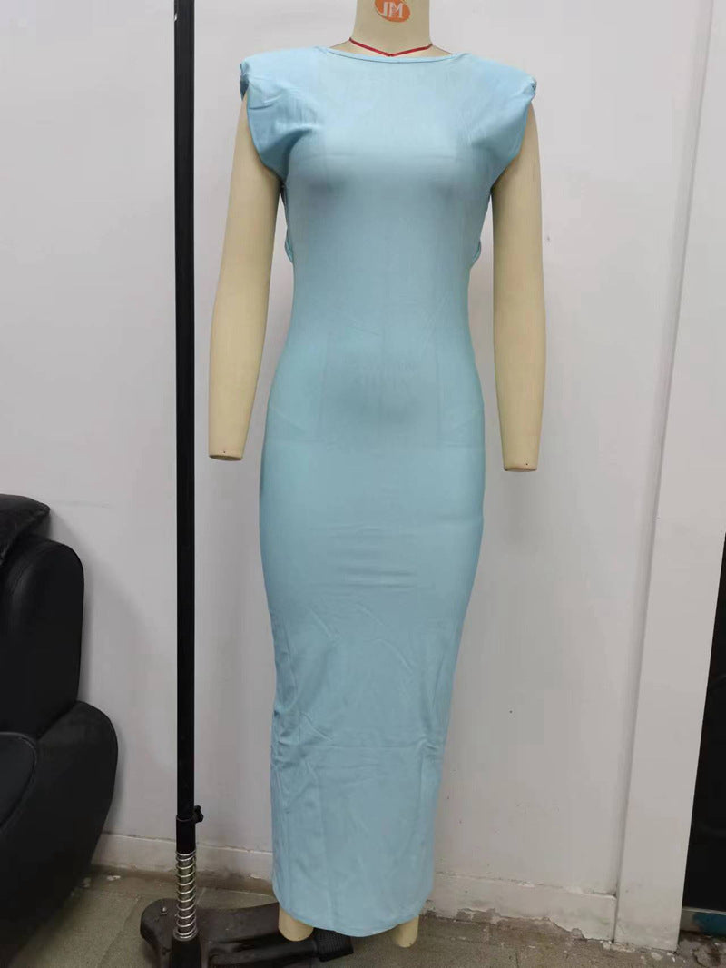 Summer Women's Sexy Tight Fitting Low Back Hollow Trend Chic Slim Waist Long Dress 13