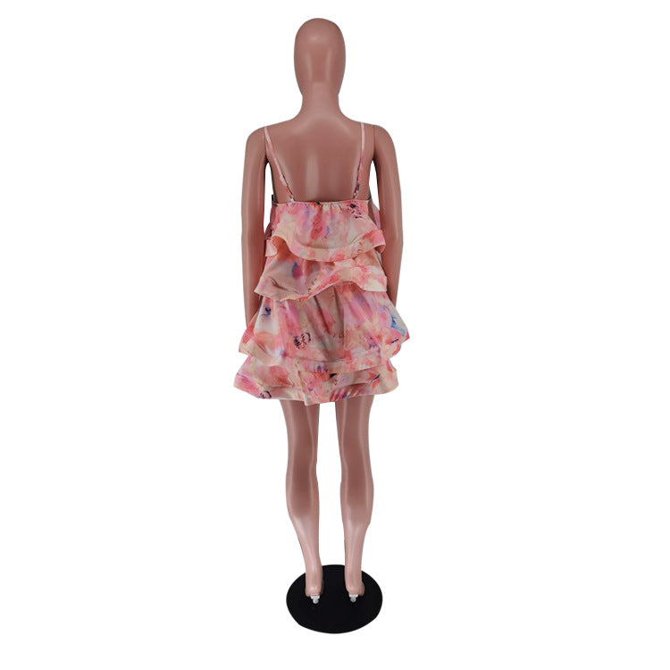 Women's?˜Clothing?˜Layered?˜Printed?˜Straps?˜Dress 5