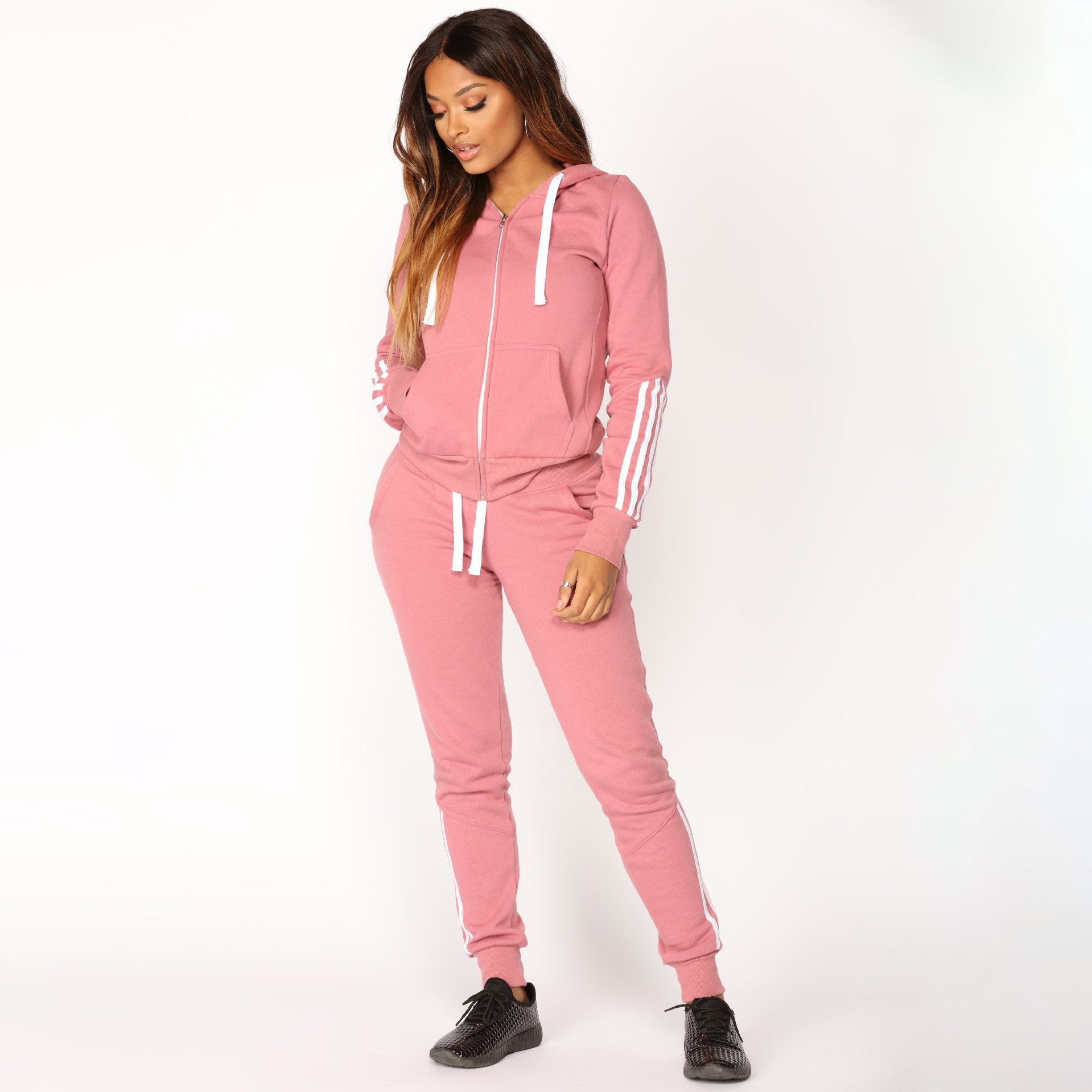 Women Long Sleeve Hoodies and Long Pants SportswearTwo Piece Set 7