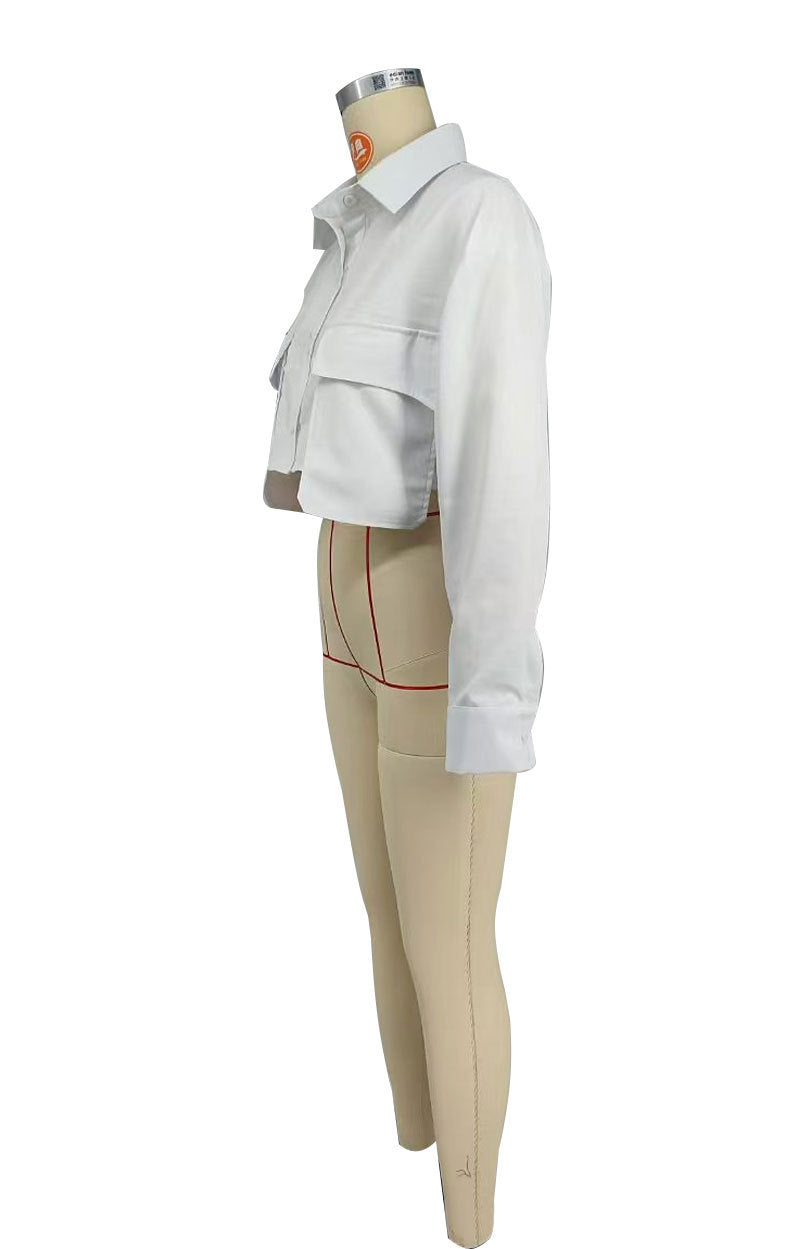 Women long-sleeved Solid button shirt 9