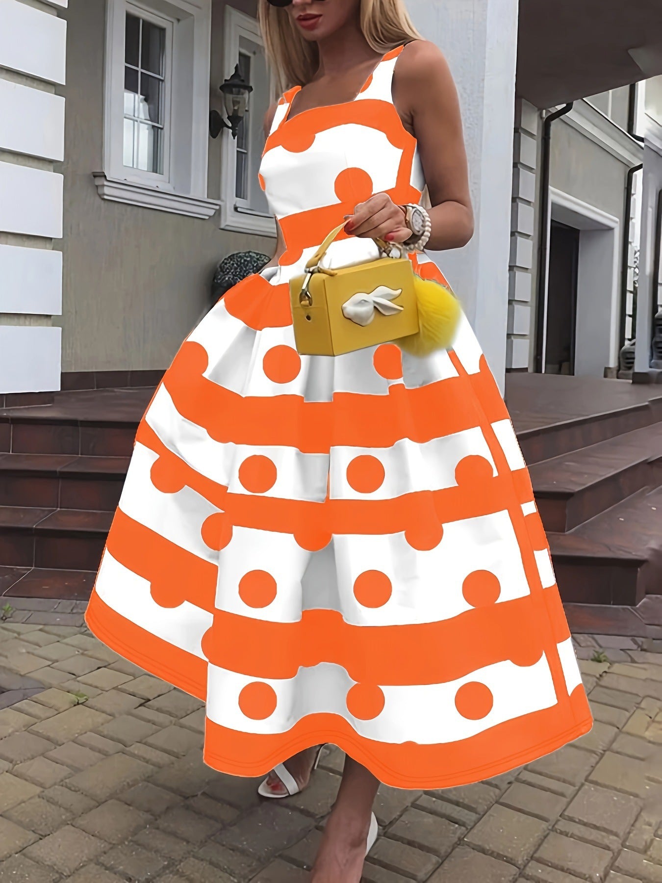 Women's Striped Fashion Summer Strap Sexy A-Line Long Dress 7