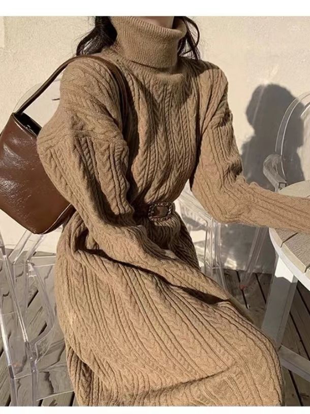 Fashion Chic Turtleneck Women's Pullover Sweater Autumn And Winter Long Knitting Twist Basic Top For Women 7