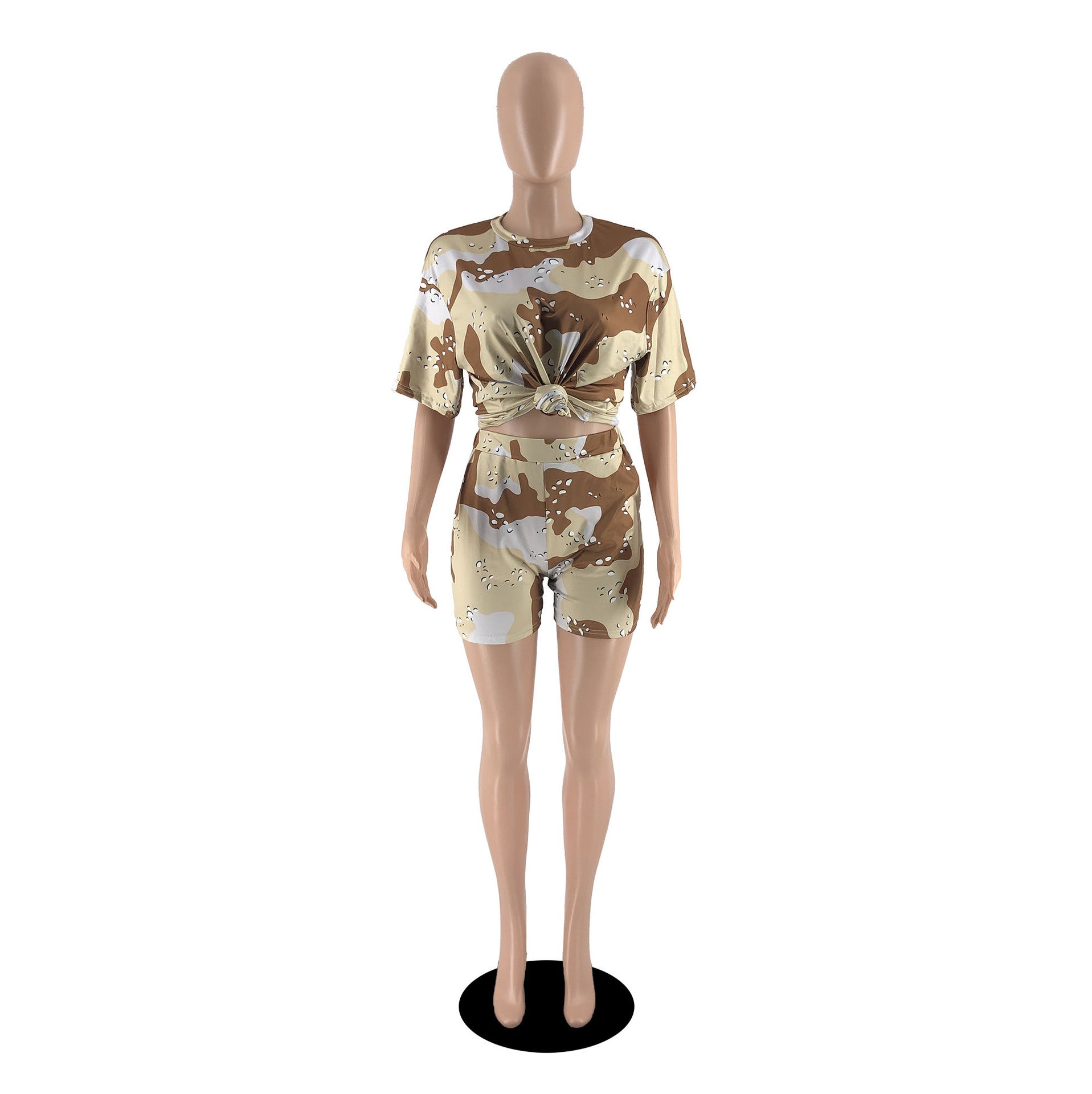 Women's Summer Fashion Letter Camouflage Print Two Piece Suit Women 19