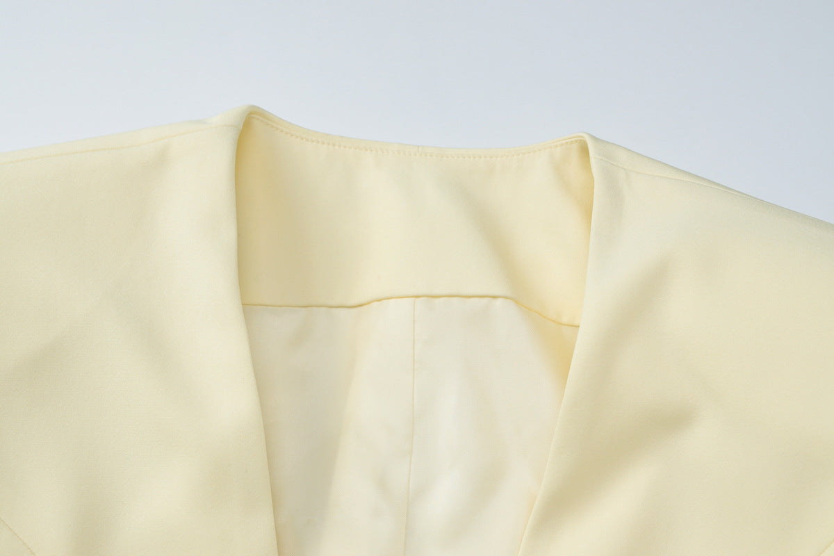 Autumn Women's Fashion Chic Buttoned Blazer Slim Solid Coat 14