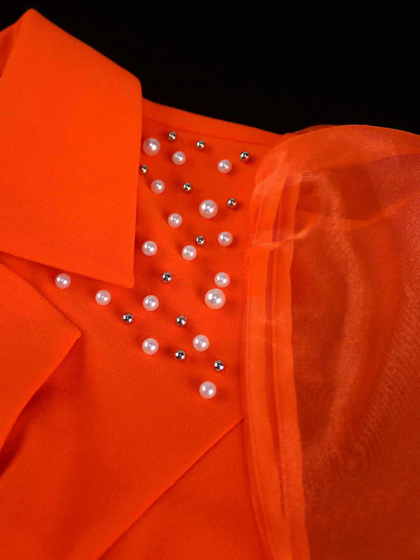 Plus Size Women Elegant Turndown Collar Ruffle See-Through Short Sleeve Dress 10