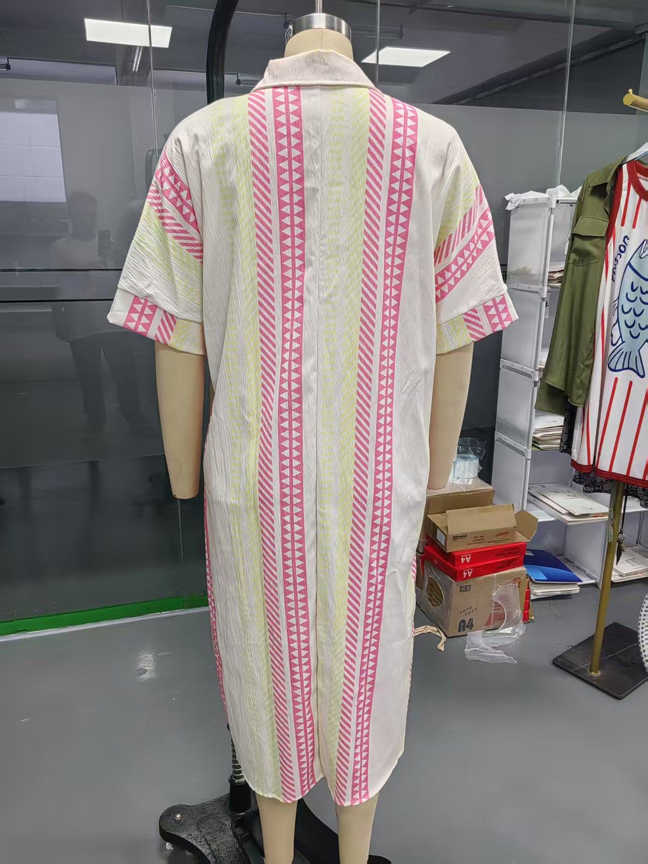 Women Summer Print Holidays Button Shirt Dress 7