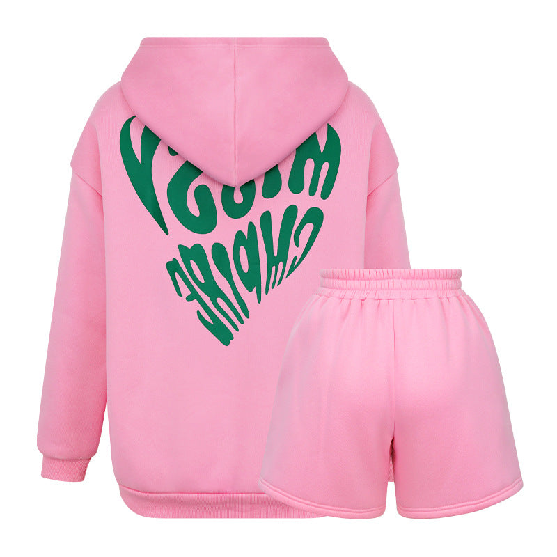 Women long-sleeved Hoodies and shorts two-piece set 10