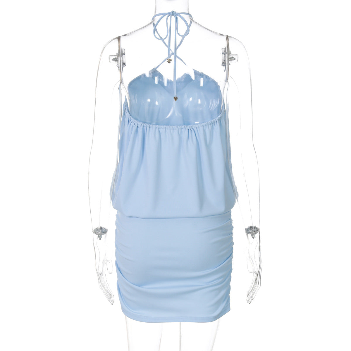 Women's Summer Off-Shoulder Halter-Neck Top Pleated Bodycon Skirt Two-Piece Set 10