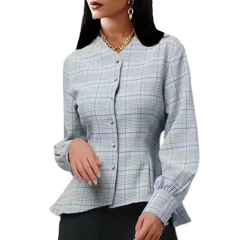 Autumn Winter Plaid Slim Fit Long Sleeve Shirt 3