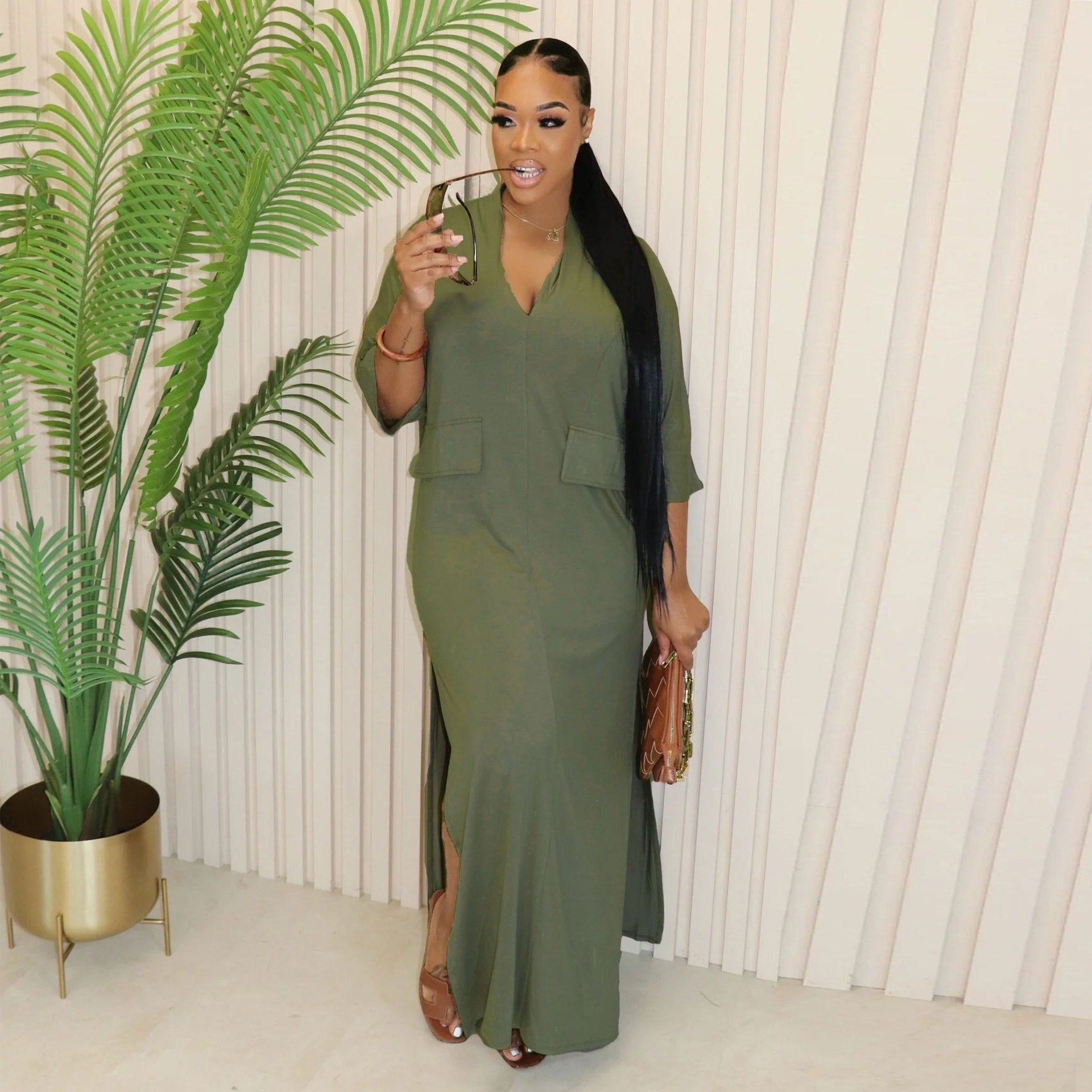 Women Casual V Neck Dress 3