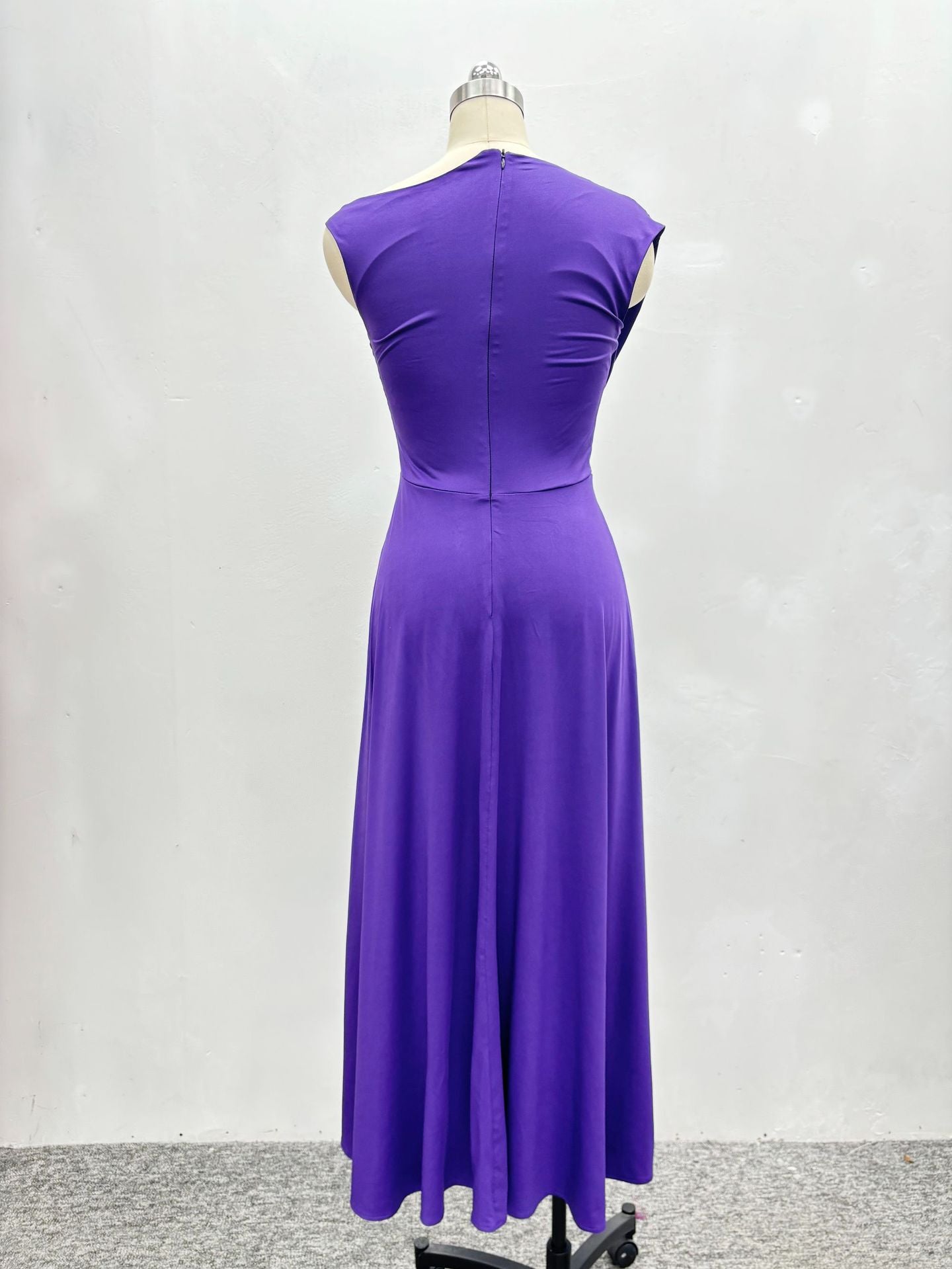 African Women Solid Off-shoulder Slit Dress 8