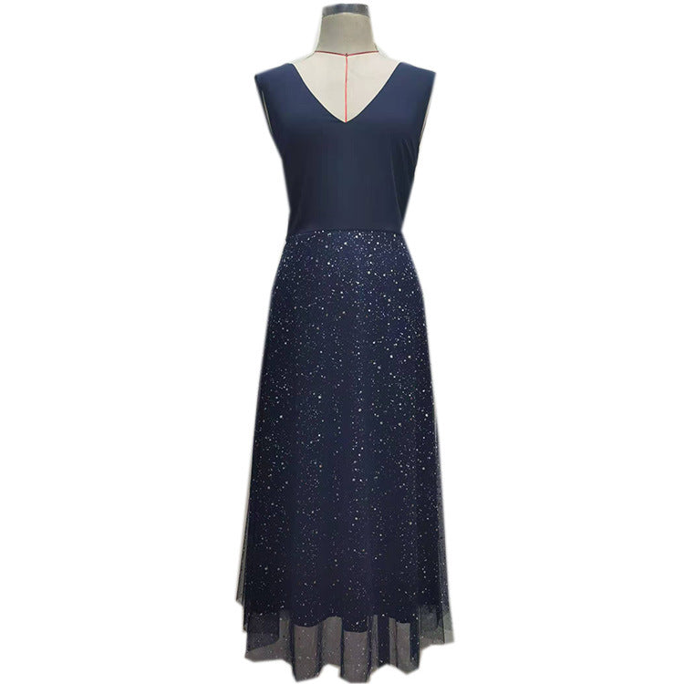 Summer Elegant Women's Clothes Autumn Plus Size Mid-Waist V-Neck Sexy Slim Polka Dot Evening Dress 15