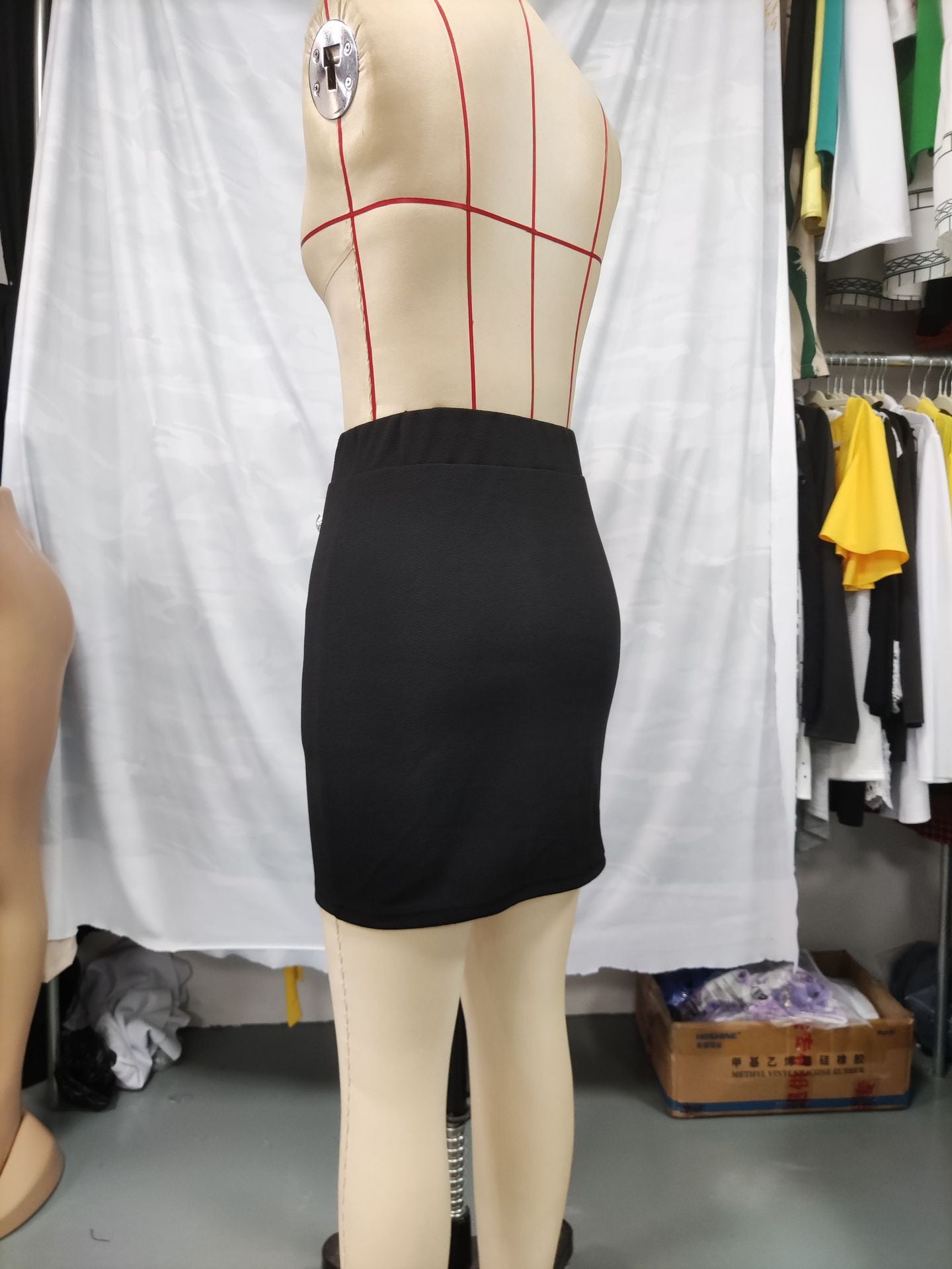 Women Button Side Slit Skirt 8