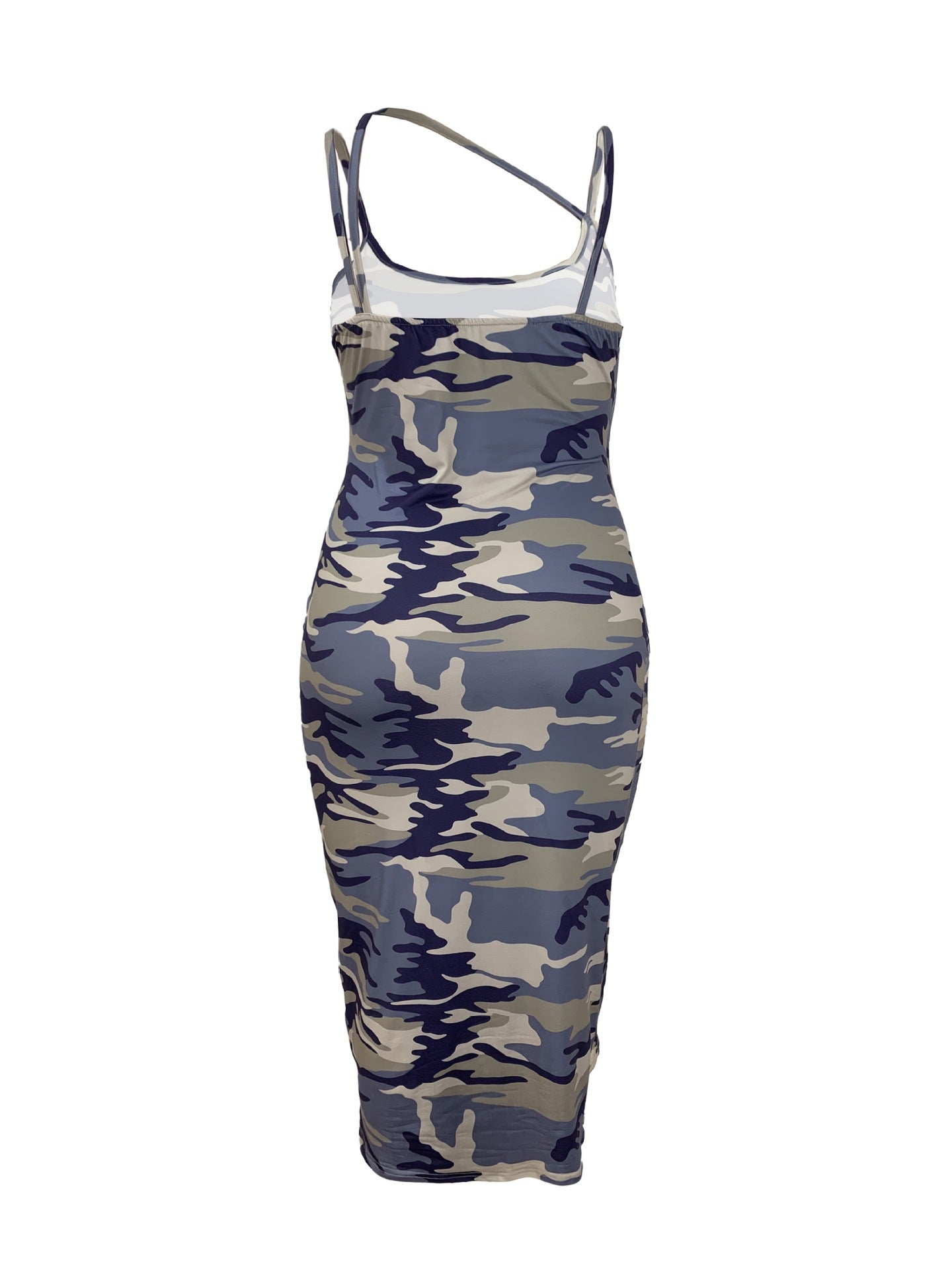 Plus Size Women's Fashionable Camouflage Print Strap Dress 5
