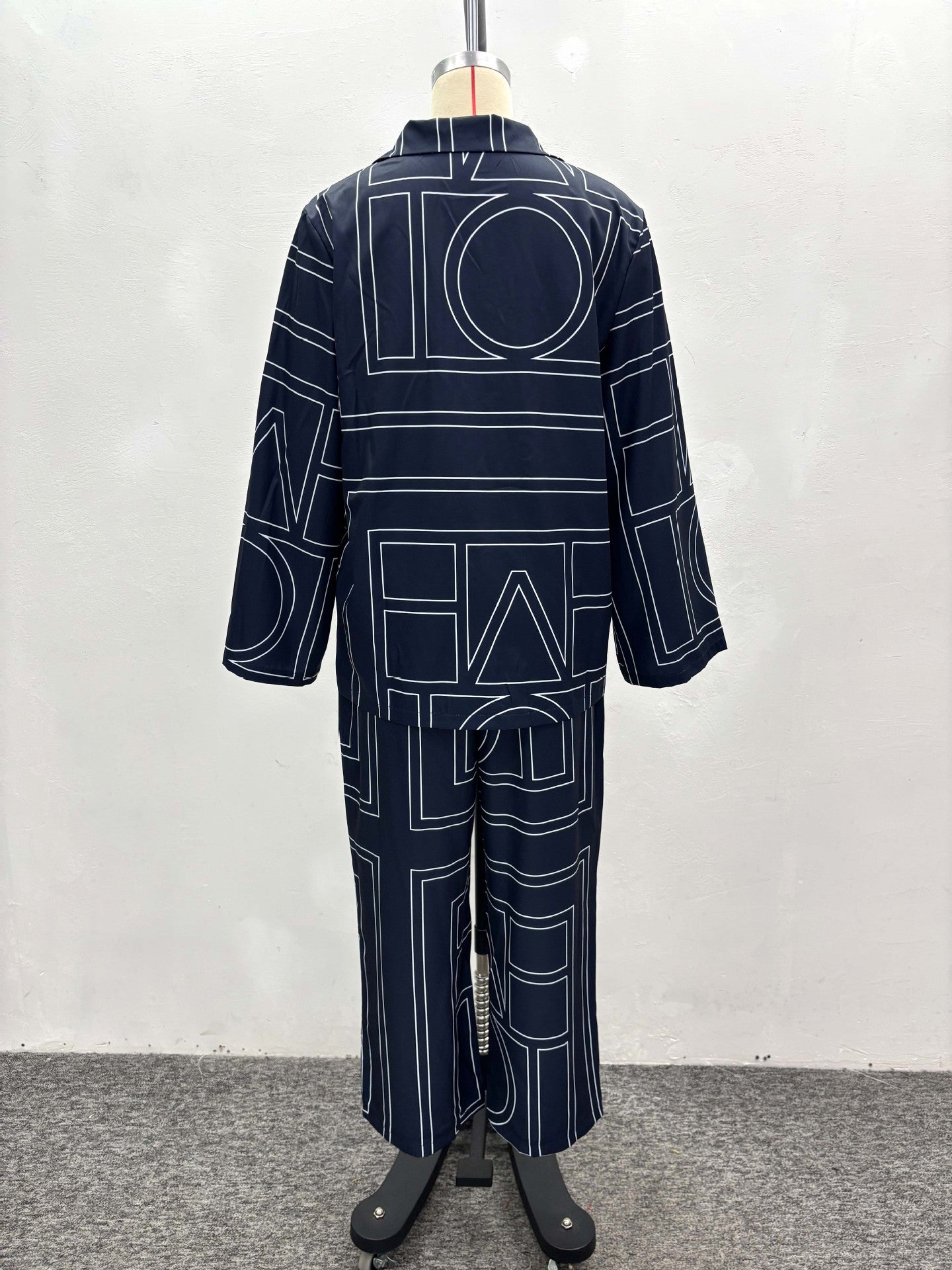 African Women Turndown Collar Long-sleeved printed shirt and wide-leg pants two-piece set 9