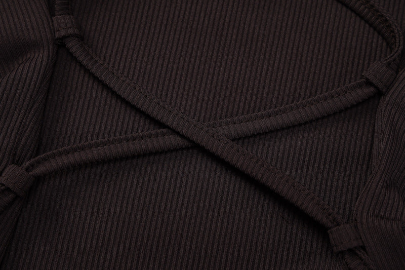 Plus Size Women Belt Bottom Long Sleeve Ribbed Dress 39