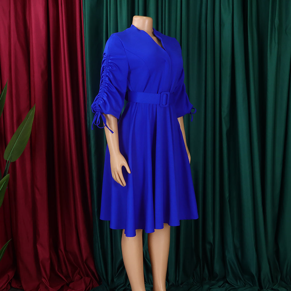 Women's Autumn And Winter Fashion Chic Plus Size Pleated A-Line African Dress 24