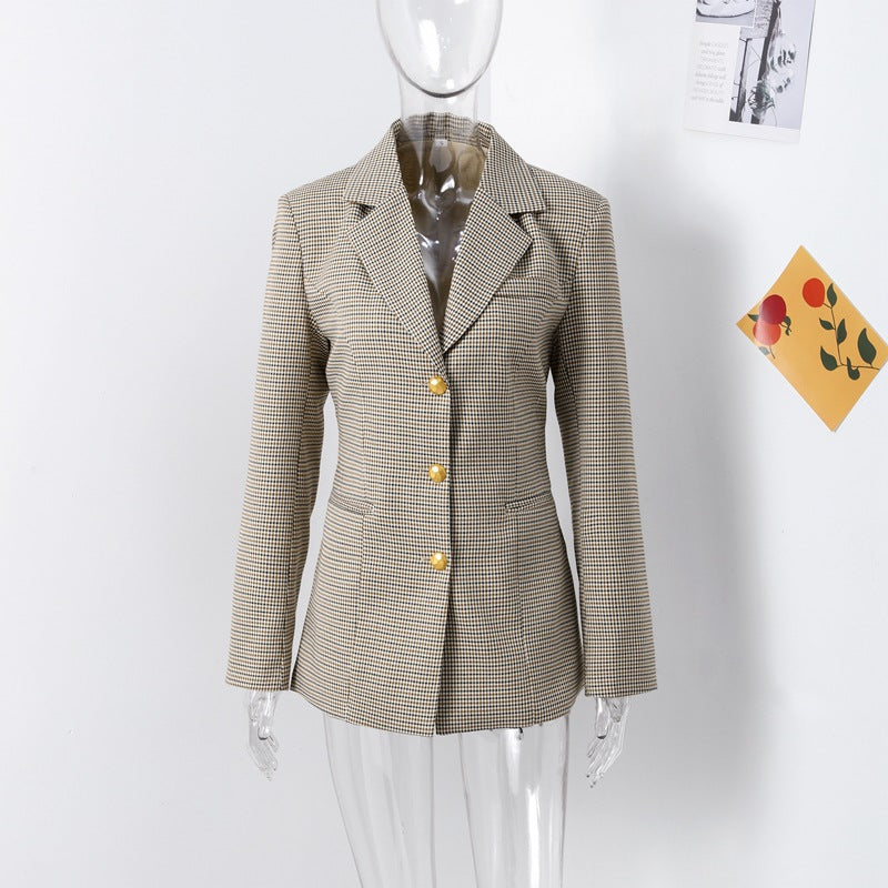 Women Fall/Winter Houndstooth Blazer Coat 9