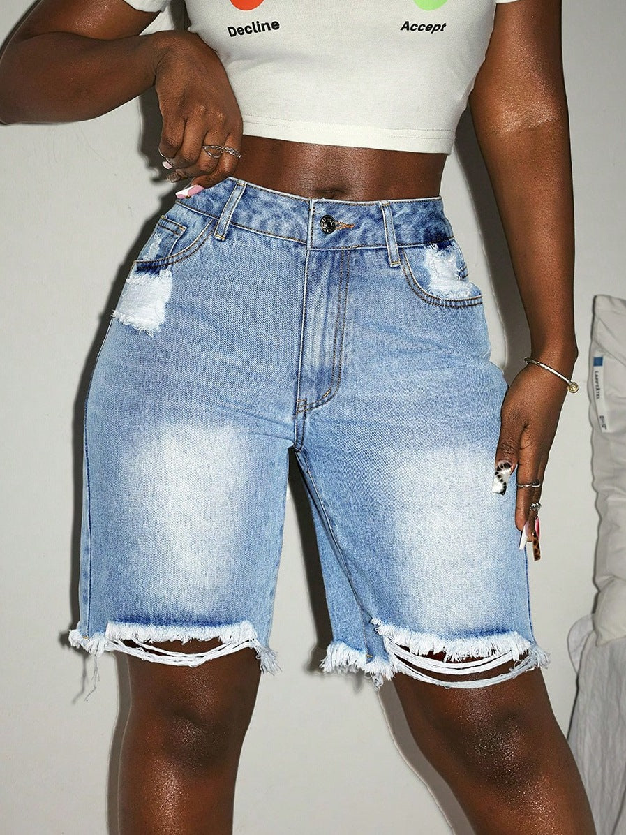 Men's Cuffed Denim Shorts 7