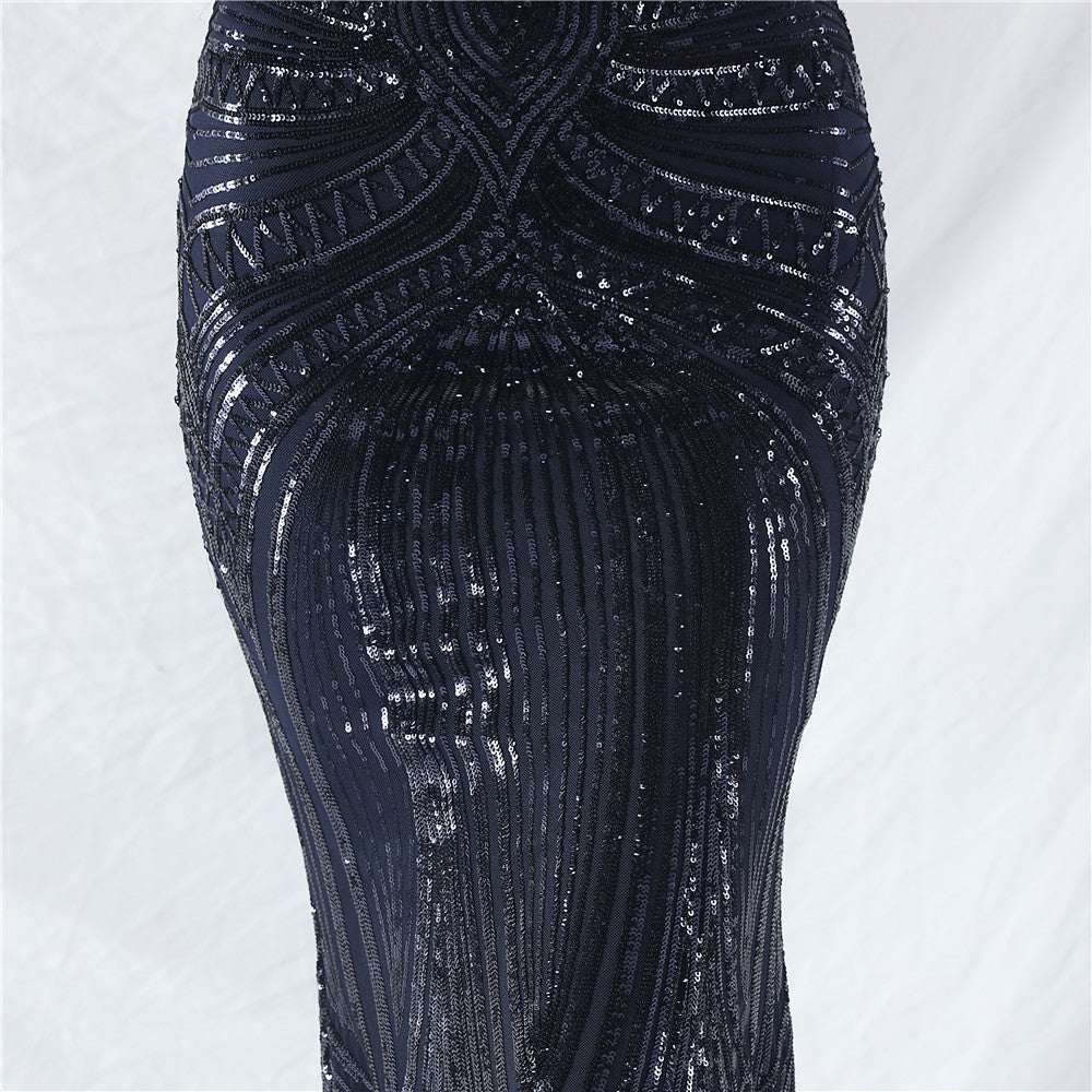 Plus size Women sequined formal party maxi evening dress 61