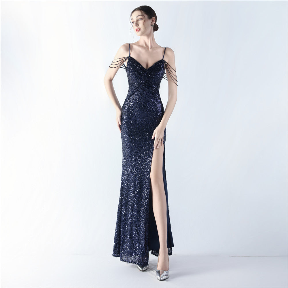 Sexy Strap Beaded Evening Dress 7