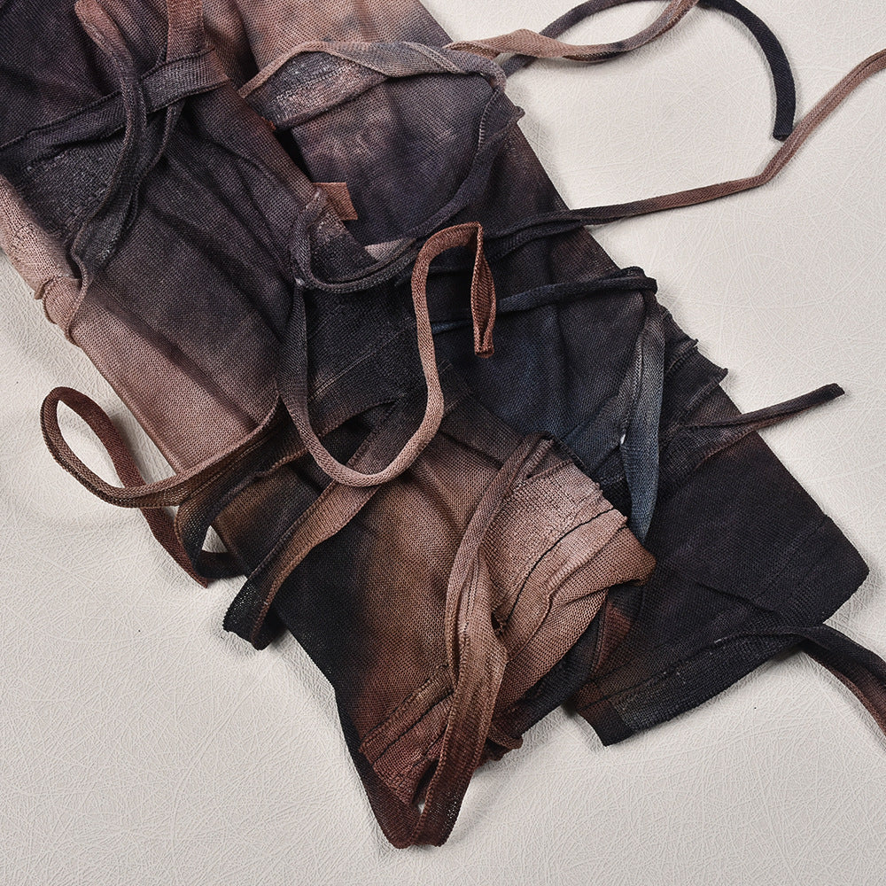 Fringed Ripped Long Sleeve Round Neck Top Sexy Shorts Set 14